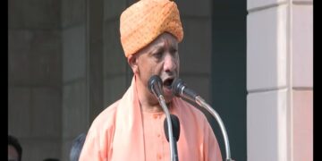 CM Yogi hoisted the flag at his official residence.