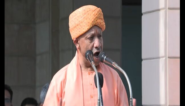 CM Yogi hoisted the flag at his official residence.