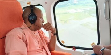 CM Yogi conducted an aerial inspection of flood-affected villages in Ballia.