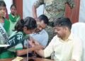 Female students tied rakhis on the officials.