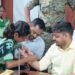 Female students tied rakhis on the officials.