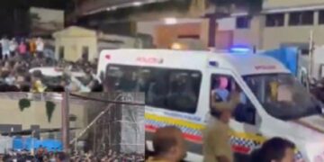 Uproar ensues after eggs are thrown at the Ganpati procession.