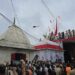 Flowers showered on Shiva devotees at Lodheshwar Mahadeva.