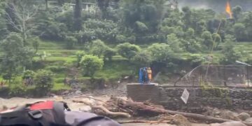 Floods in the Modi Khola River in Nepal