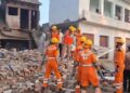 Part of a two-storey house collapsed.